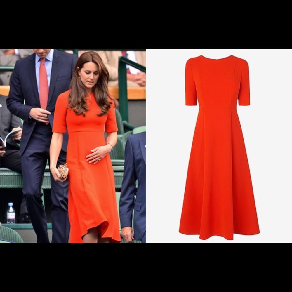 LK Bennett Orange Midi Dress
